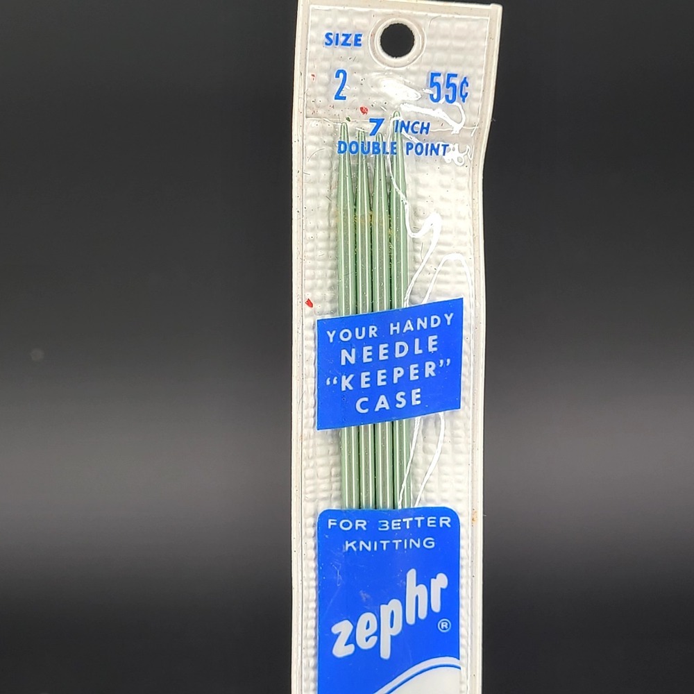 Vintage Zephyr Knitting Needles Size 2 7" Aluminum Double Point Set of 4 Case